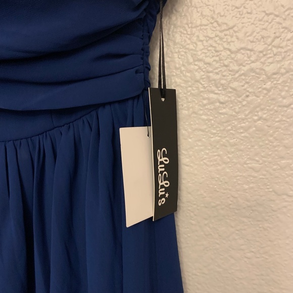 Lulu's Blue Prom Dress with Elegant Design - Picture 3 of 6